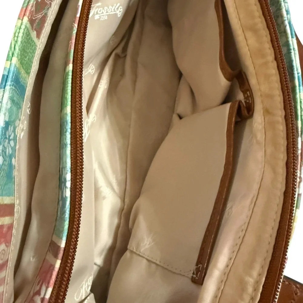 VTG Y2K Fossil Coronado Bohemian Multicolor Patchwork Bag Leather Cottage